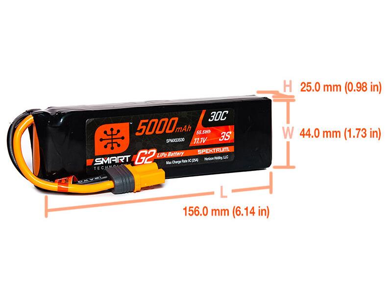 11.1V 5000mAh 3S 30C Smart LiPo G2: IC5-2