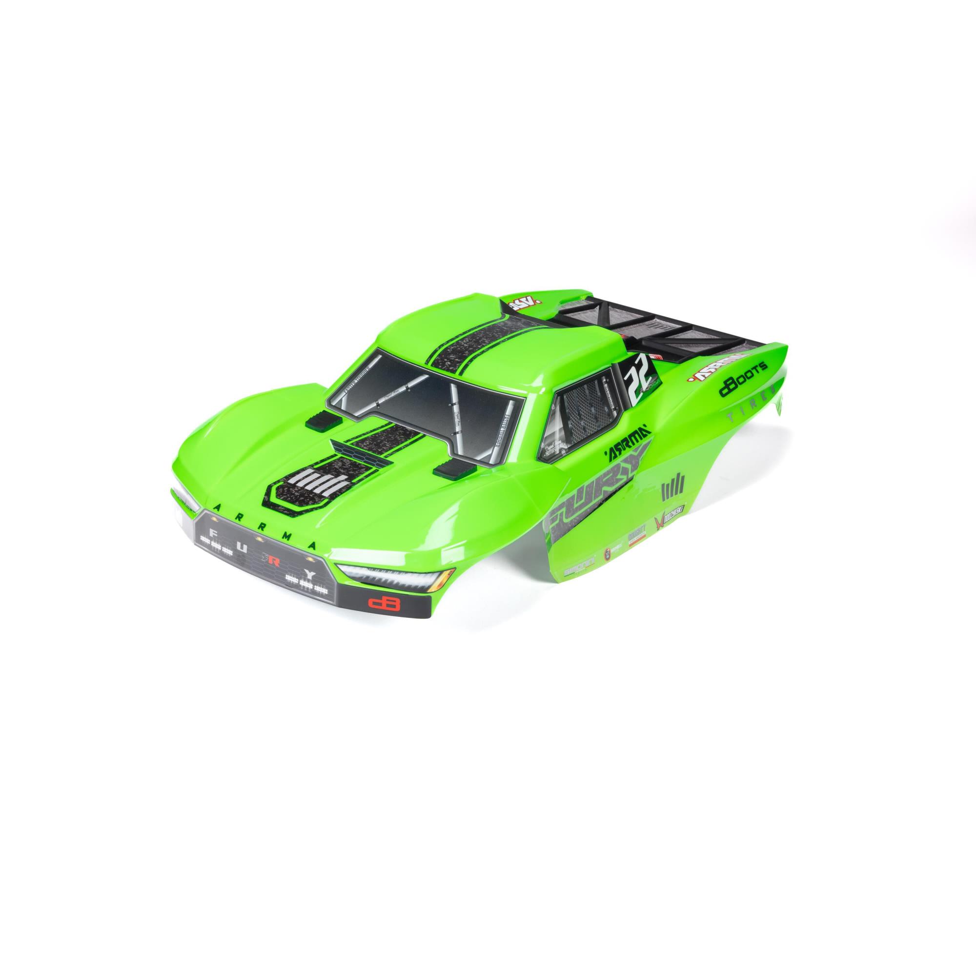 1/10 Clipless Painted Trimmed Body Set with Decals, Green: F