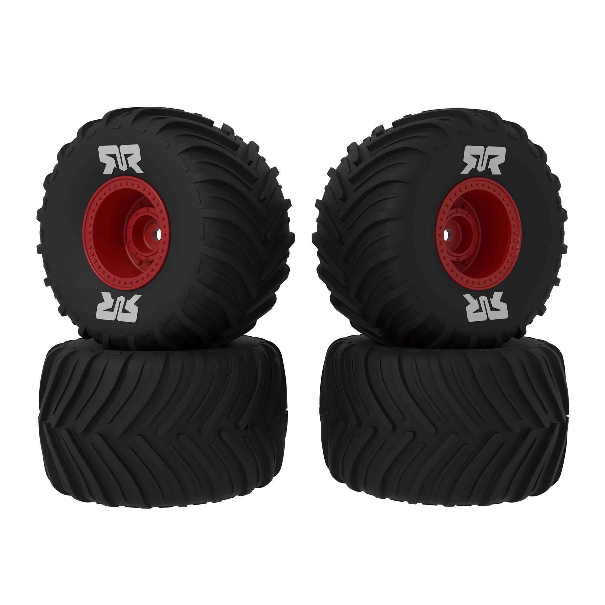 dBoots Chevron MT Tire Set Glued, Red (2 Pairs): GROM