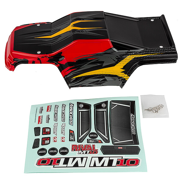 Team Associated Rival Mt10 V2 Painted Bodyshell Red/yellow