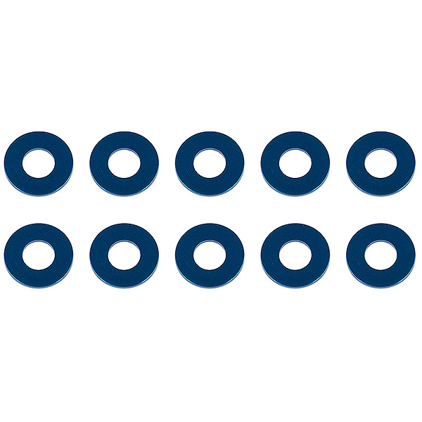 Associated Washers 7.8 X 3.5 X 0.5mm Blue Aluminium (10)