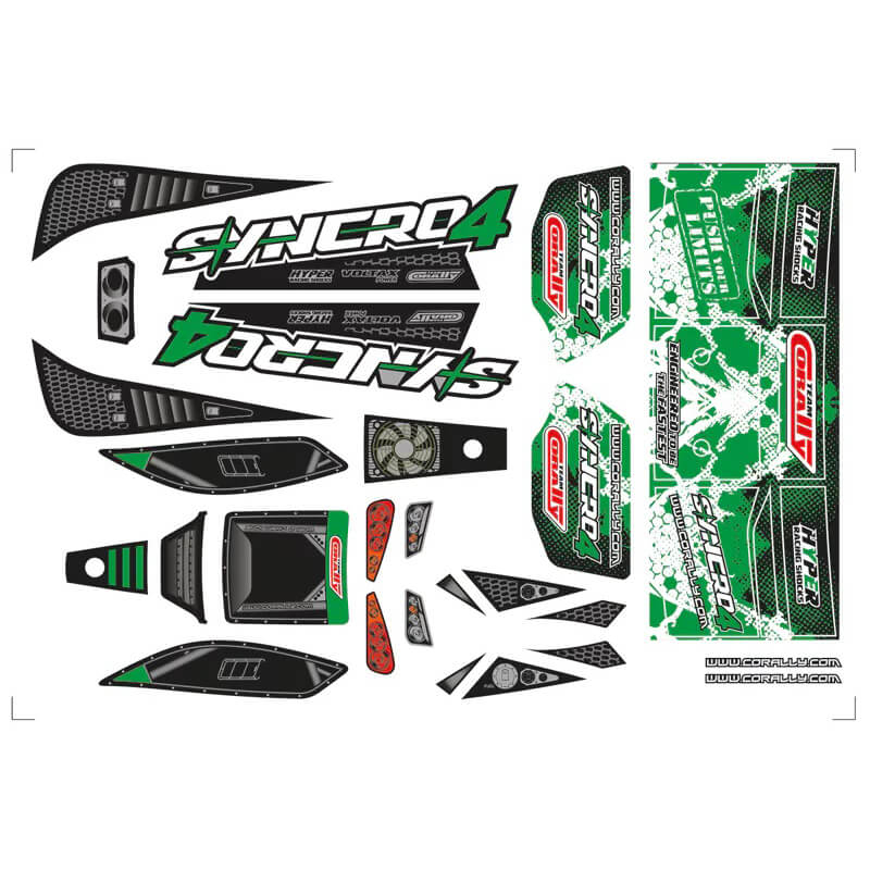 Team Corally Body Decal Sheet Syncro 4 Green 1pc