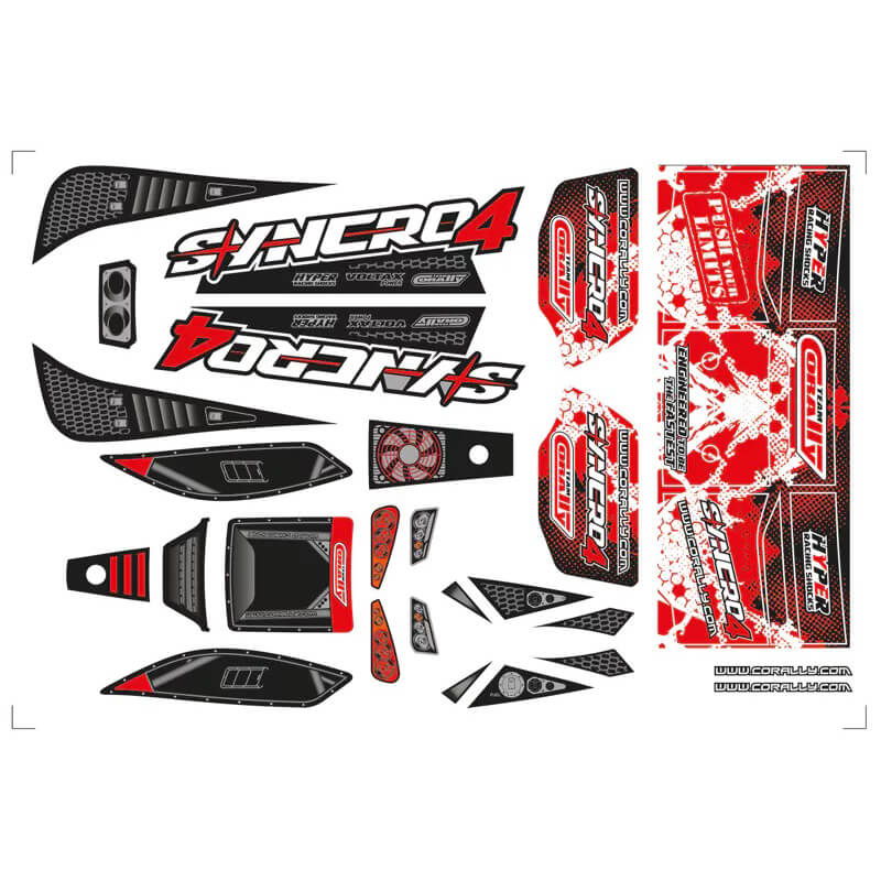 Team Corally Body Decal Sheet Syncro 4 Red 1pc