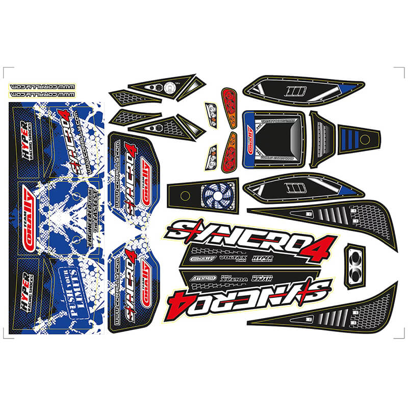 Corally Body Decal Sheet Syncro Precut Blue Colour