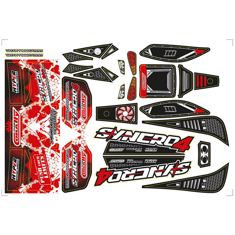 Corally Body Decal Sheet Syncro Precut Red Colouur