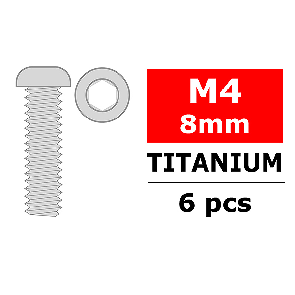 Corally Titanium Screws M4 X 8mm Hex Button Head 6 P