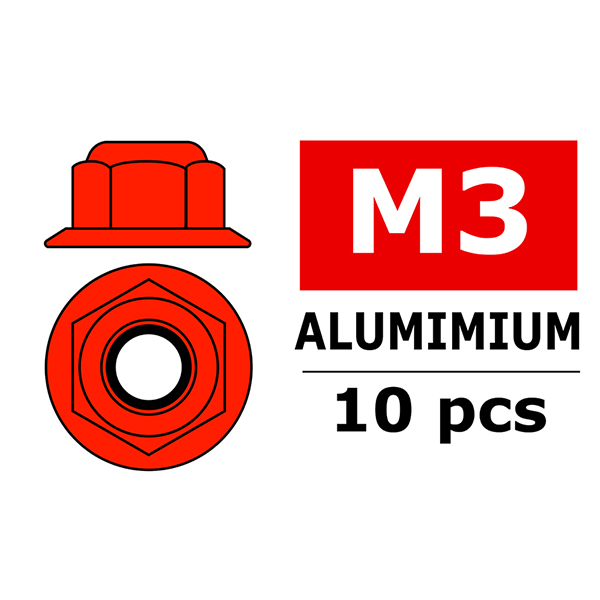 corally-aluminium-nylstop-nut-m3-flanged-red-10-pc