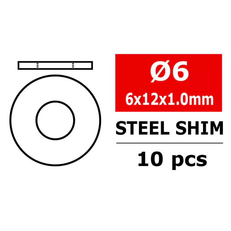 Corally Steel Metric Shim 6,0x12x1,0mm 10 Pcs