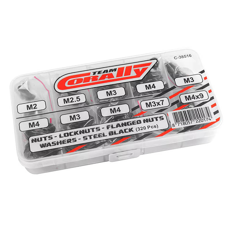 Corally Nuts Lock Nuts Washers Set M2 M2.5 M3 M4 Steel Black