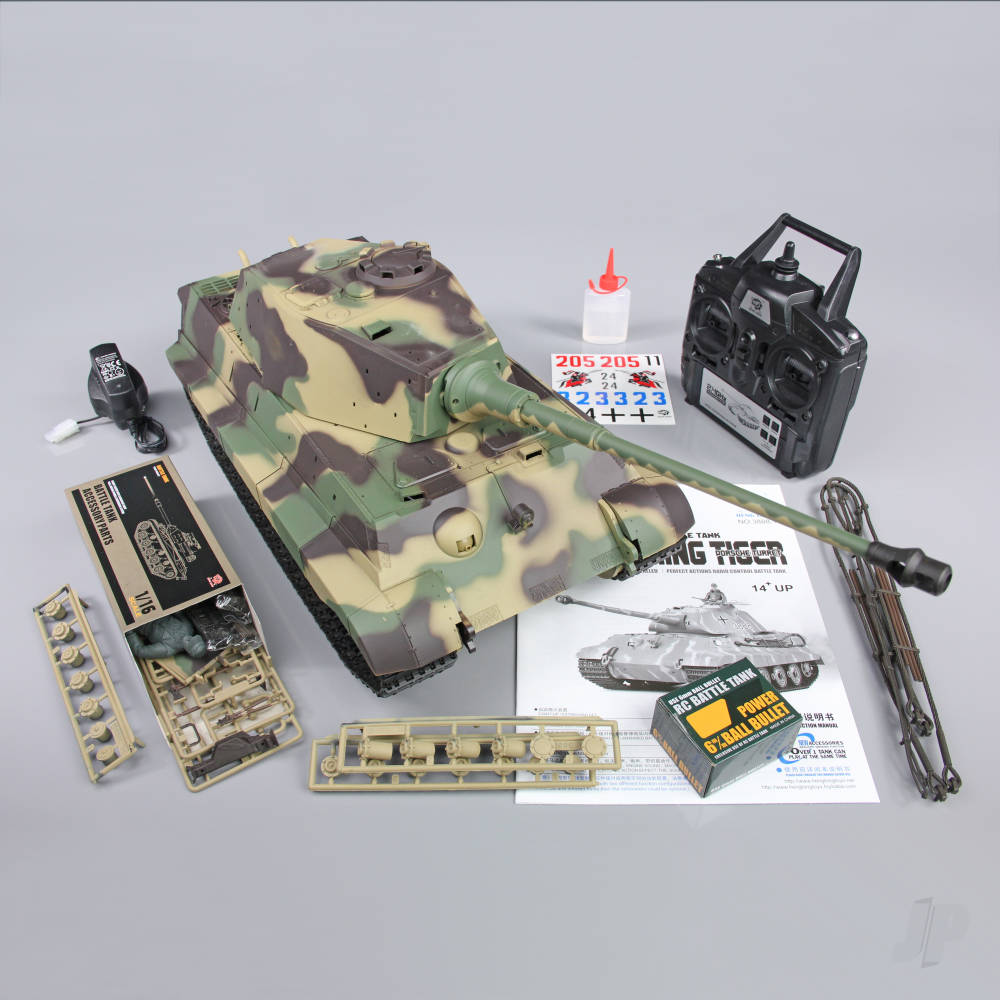 1:16 German King Tiger Henschel with Infrared Battle System (2.4GHz + Shooter + Smoke + Sound)-3