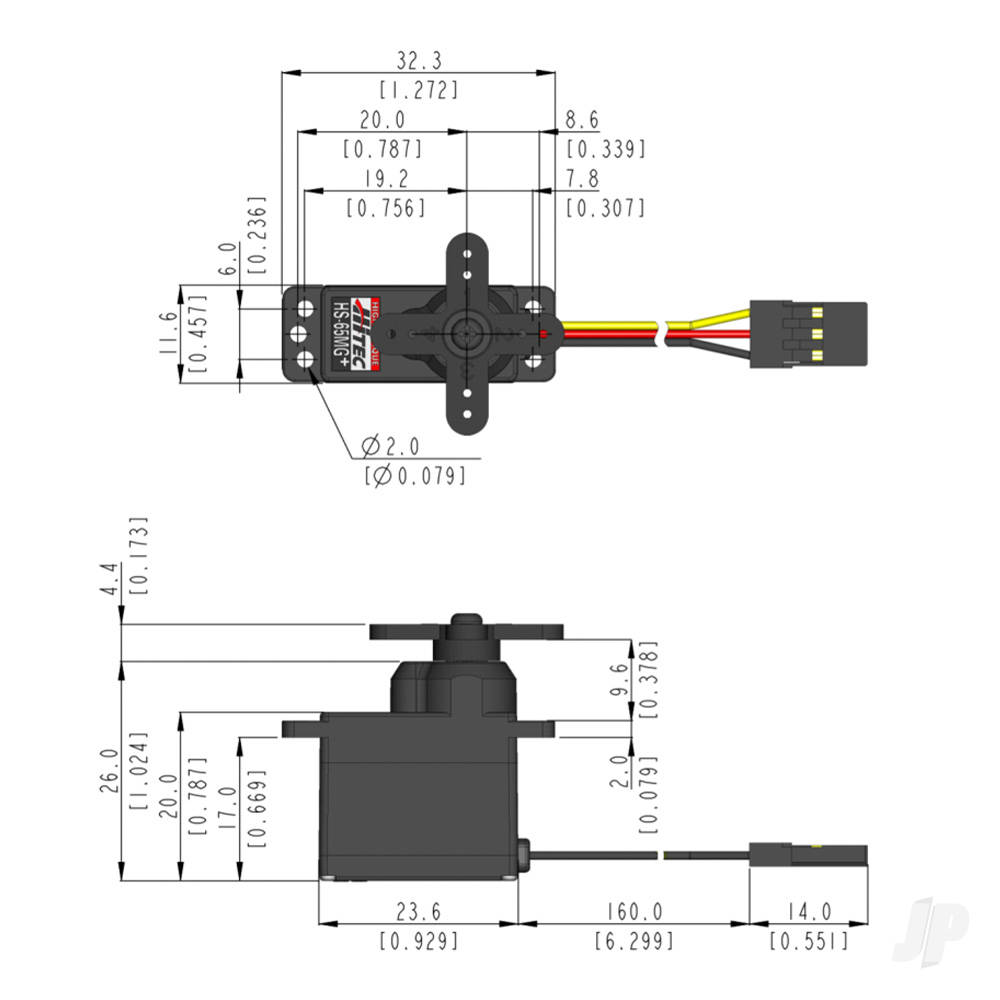 Hitec HS-65MG Ultra Micro Analogue Cored Servo 11.9g 2.2kg/0.11s 4.8V - 6.0V-4