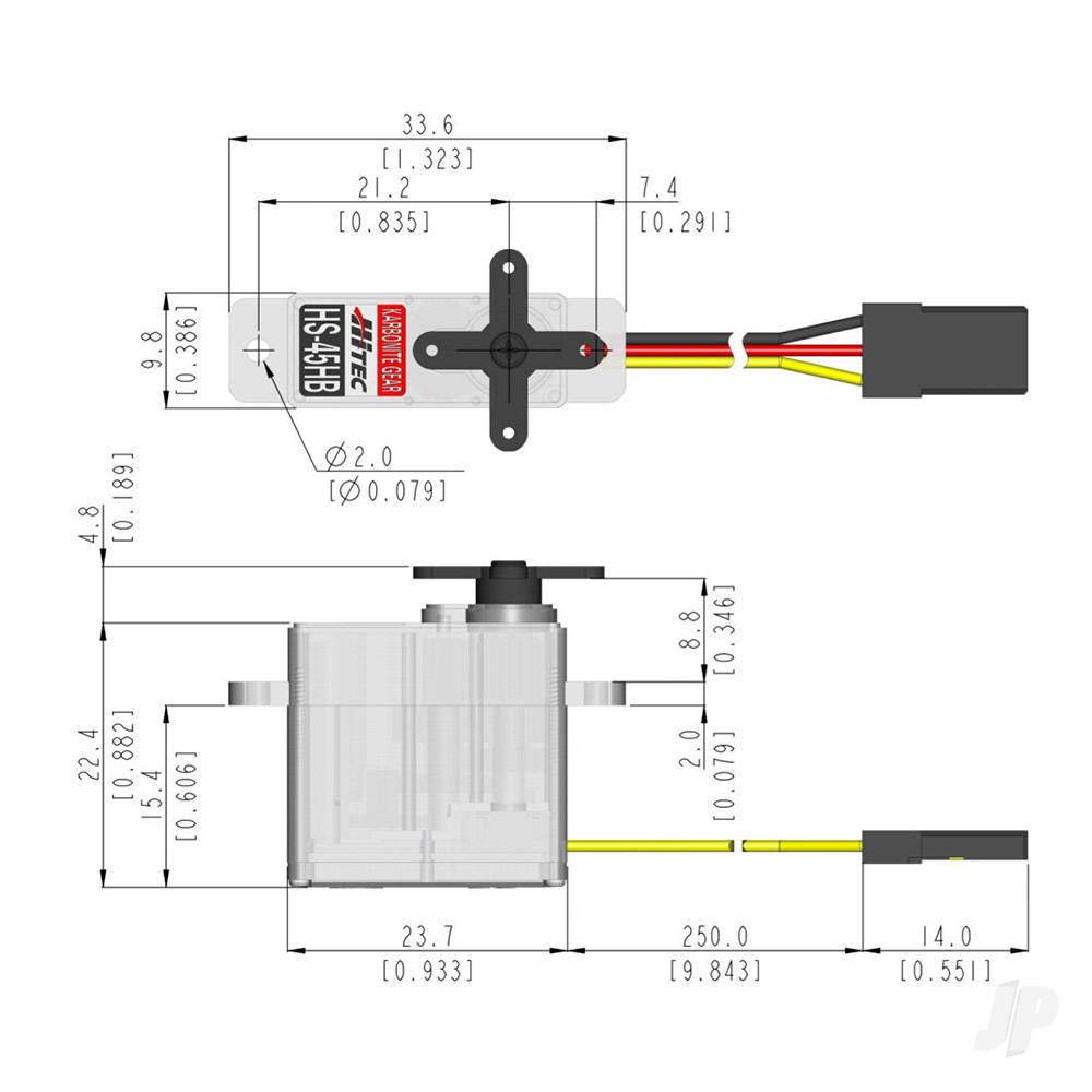 Hitec HS-45HB Ultra Micro Analogue Cored Servo 8g 1.2kg/0.12s 4.8V - 6.0V-7