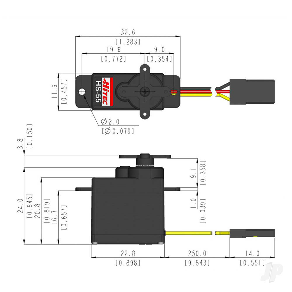 Hitec HS-55 Ultra Micro Analogue Coreless Servo 8g 1.3kg/0.14s 4.8V - 6.0V-3