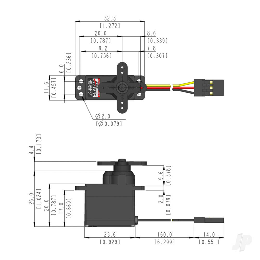 Hitec HS-65HB Ultra Micro Analogue Cored Servo 11.2g 1.9kg/0.13s 4.8V - 6.0V-4