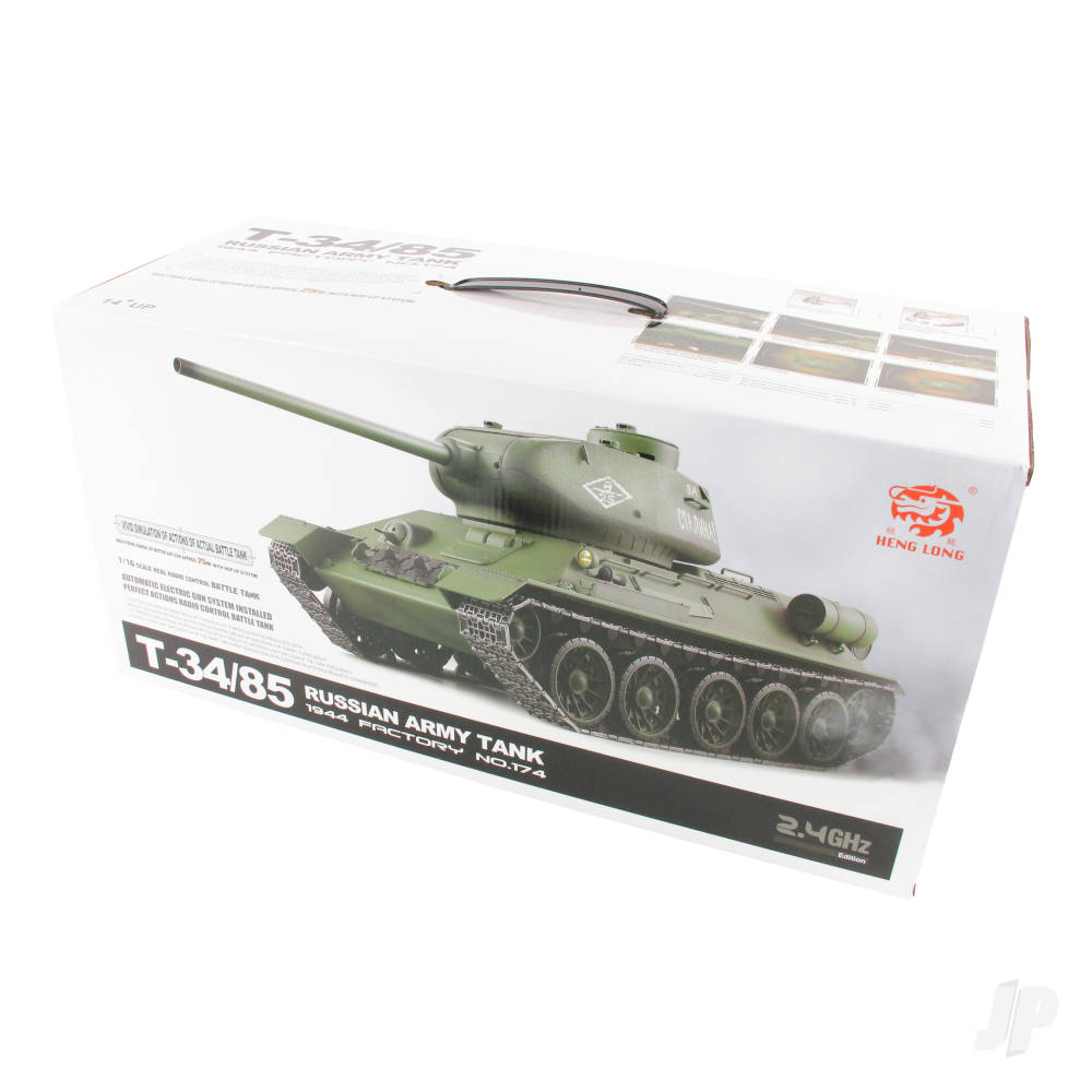 1:16 Russian T-34/85 1944 Tank with Infrared Battle System (2.4GHz + Shooter + Smoke + Sound)-3