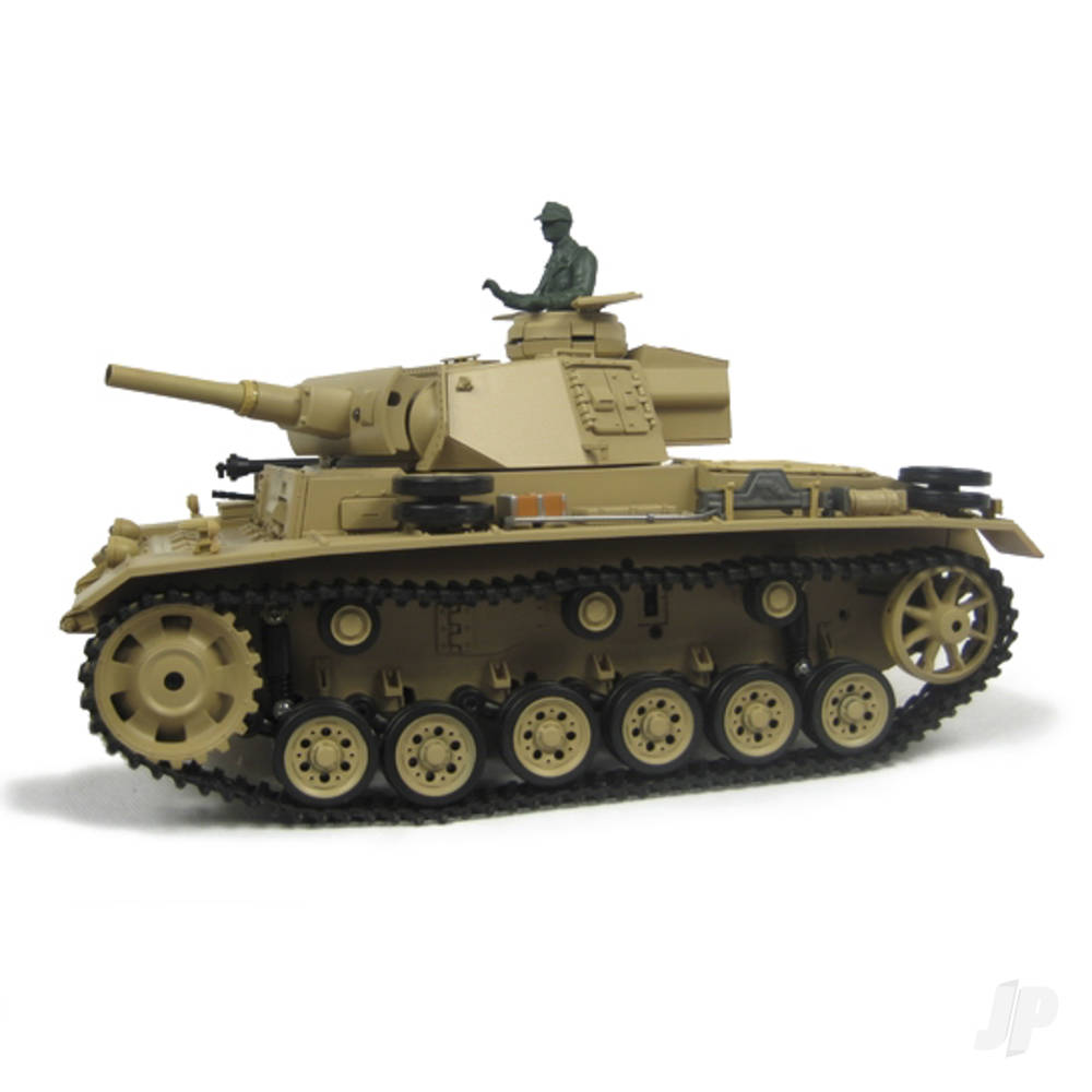 1:16 Tauch Panzer III with Infrared Battle System (2.4GHz + Shooter + Smoke + Sound + Metal Gearbox)-4