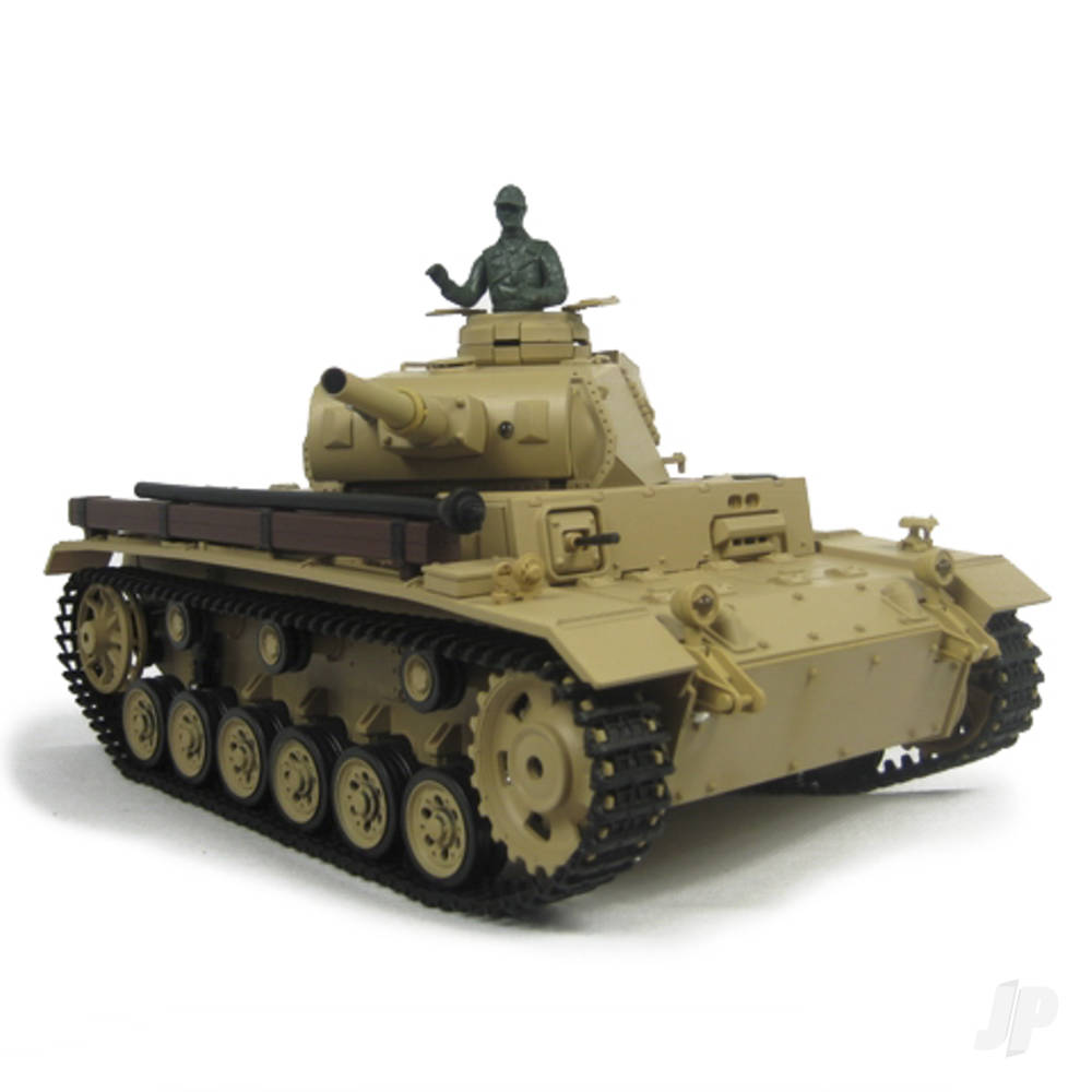 1:16 Tauch Panzer III with Infrared Battle System (2.4GHz + Shooter + Smoke + Sound + Metal Gearbox)-7