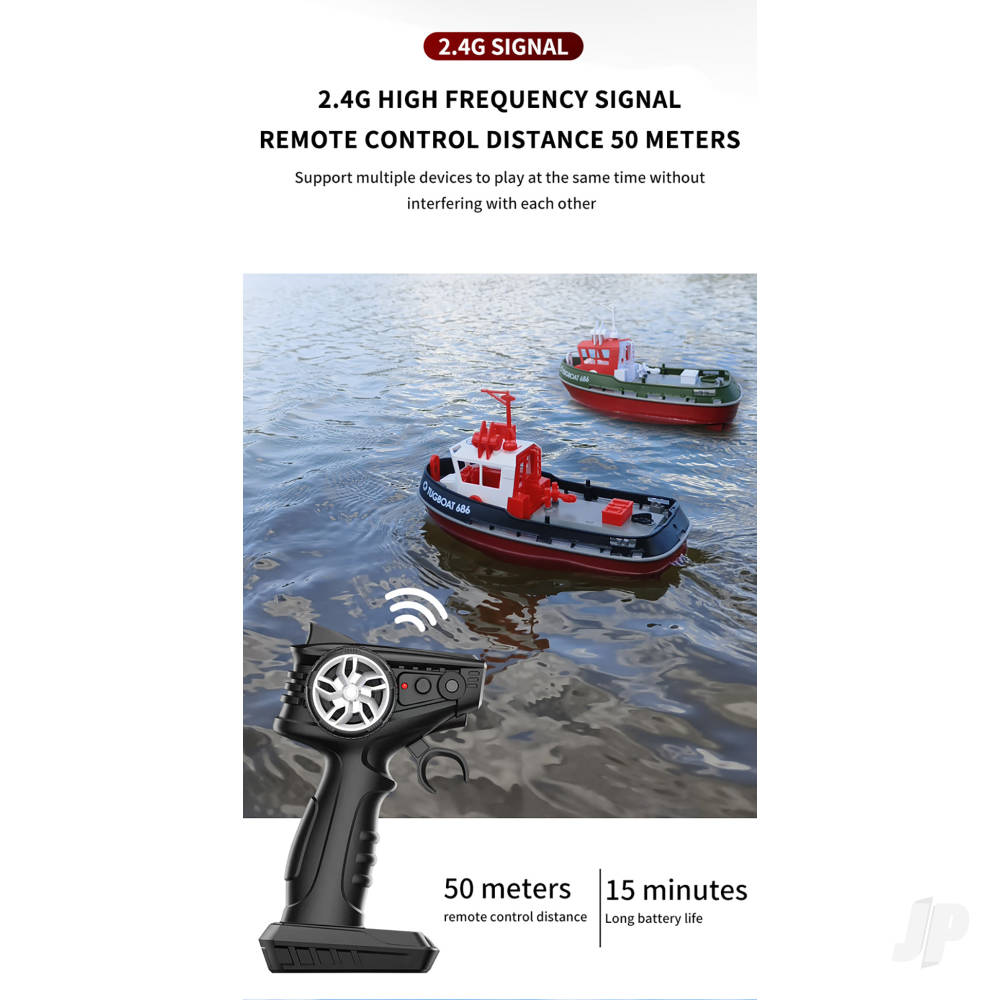 Henglong 1:72 Mini Tugboat, RTR, Green (230mm)-7