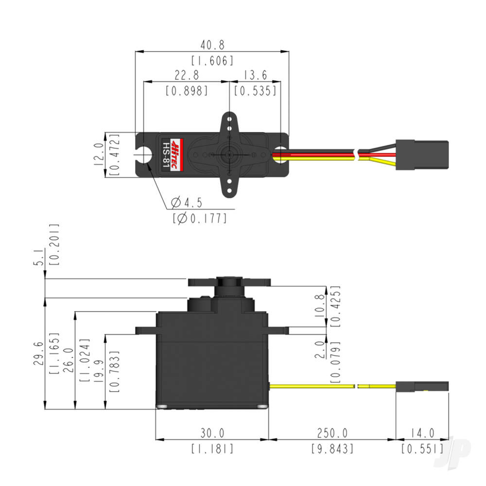 HS-81 Micro Analogue Cored Servo 16.6g kg/s 4.8V - 6.0V (Bulk 20 pcs)-8