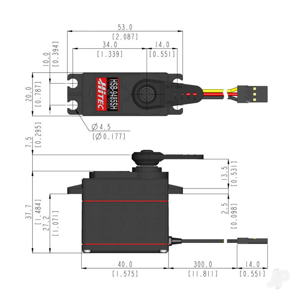 Hitec HSB-9485SH Standard Digital Brushless Servo 62g 26kg/0.15s 6.0V - 7.4V-7