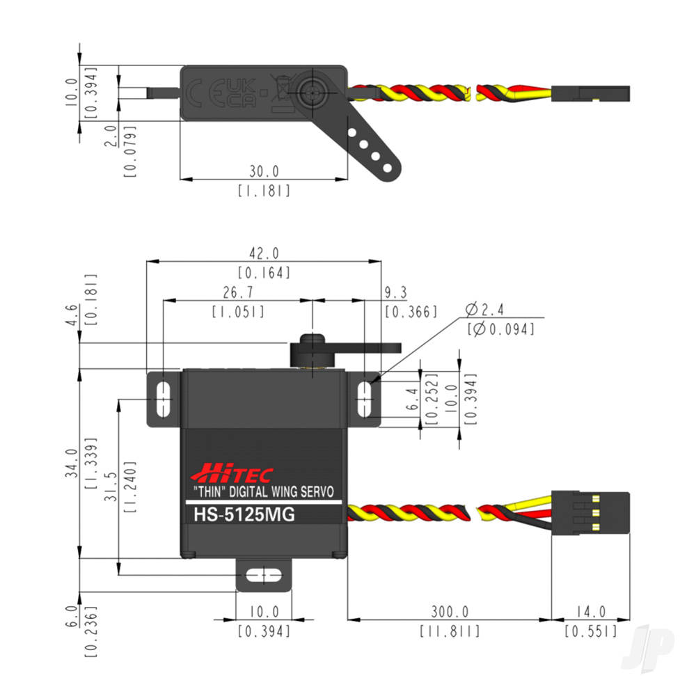 Hitec HS-5125MG Slim Wing Digital Cored Servo 24g 3.5kg/0.13s 4.8V - 6.0V-7