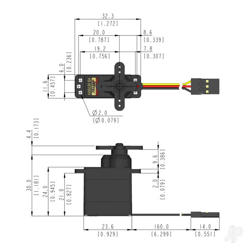 Hitec HS-5070MH Ultra Micro Digital Cored Servo 14.2g 3.7kg/0.12s 6.0V - 7.4V-3