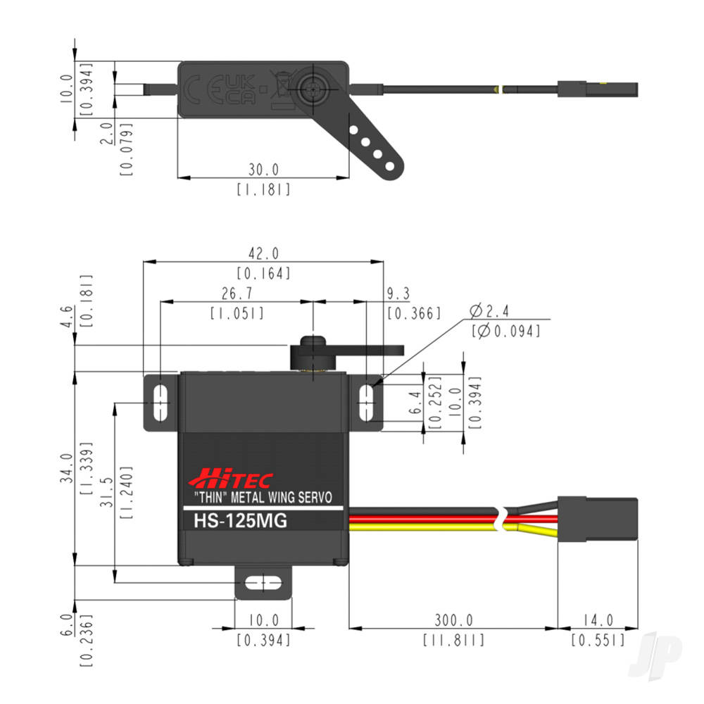 Hitec HS-125MG Slim Wing Analogue Cored Servo 24g 3.5kg/0.13s 4.8V - 6.0V-8