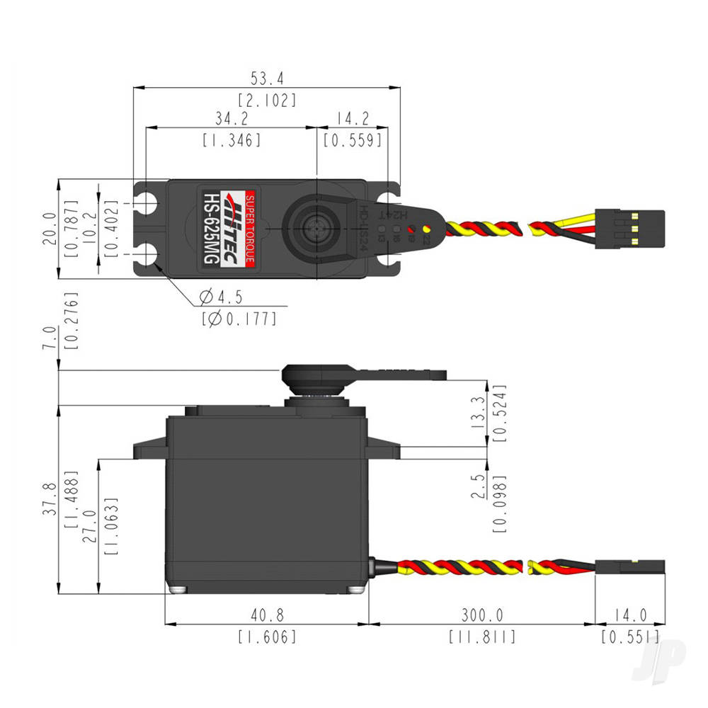 Hitec HS-625MG Standard Analogue Cored Servo 55.2g 6.8kg/0.15s 4.8V - 6.0V-7