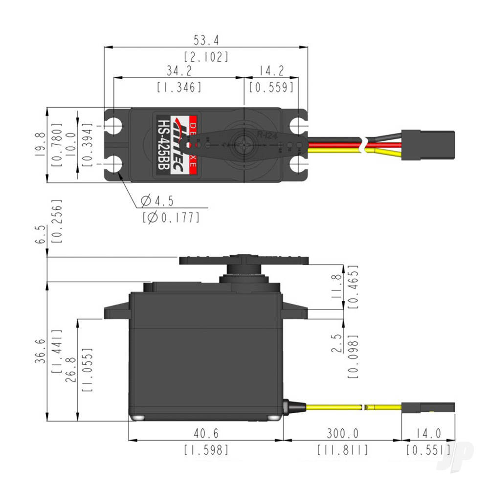 HS-425BB Standard Analogue Cored Servo 45.5g 4.1kg/0.16s 4.8V - 6.0V-4