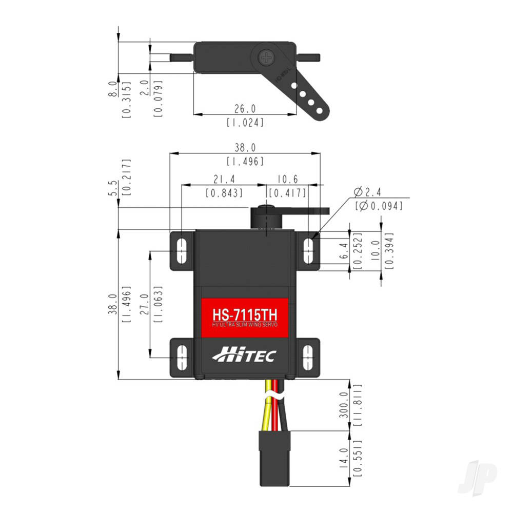 Hitec HS-7115TH Slim Wing Digital Cored Servo 20g 3.60kg/0.10s 6.0V - 7.4V-9