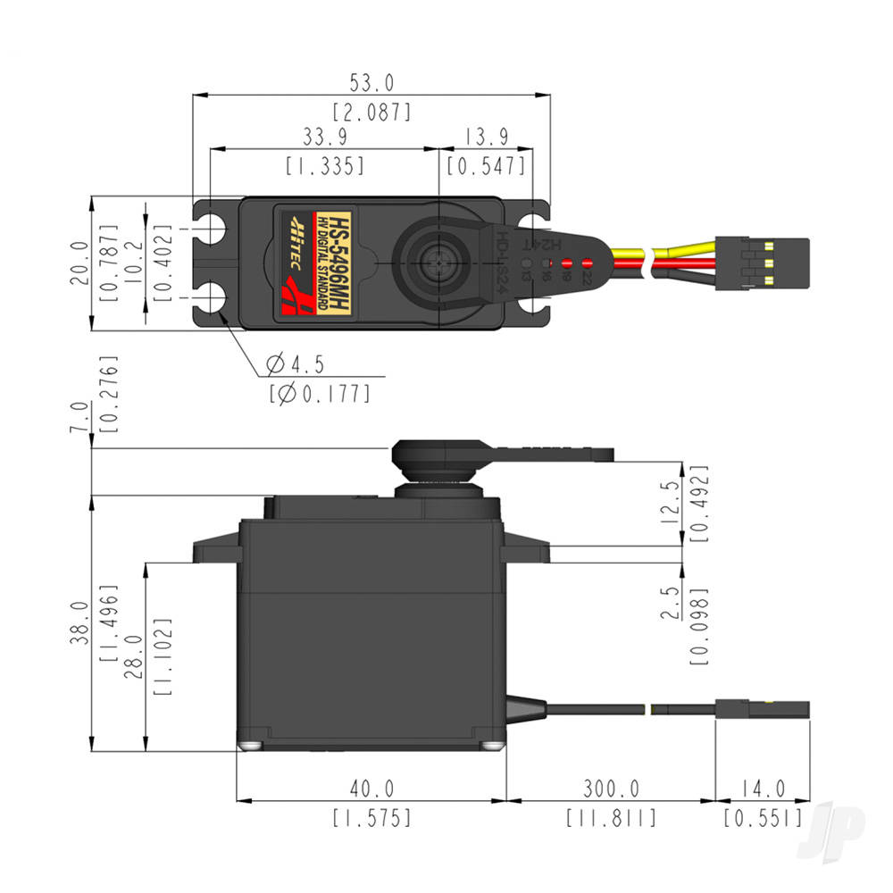 Hitec HS-5496MH Standard Digital Cored Servo 52g 7.5kg/0.15s 6.0V - 7.4V-7