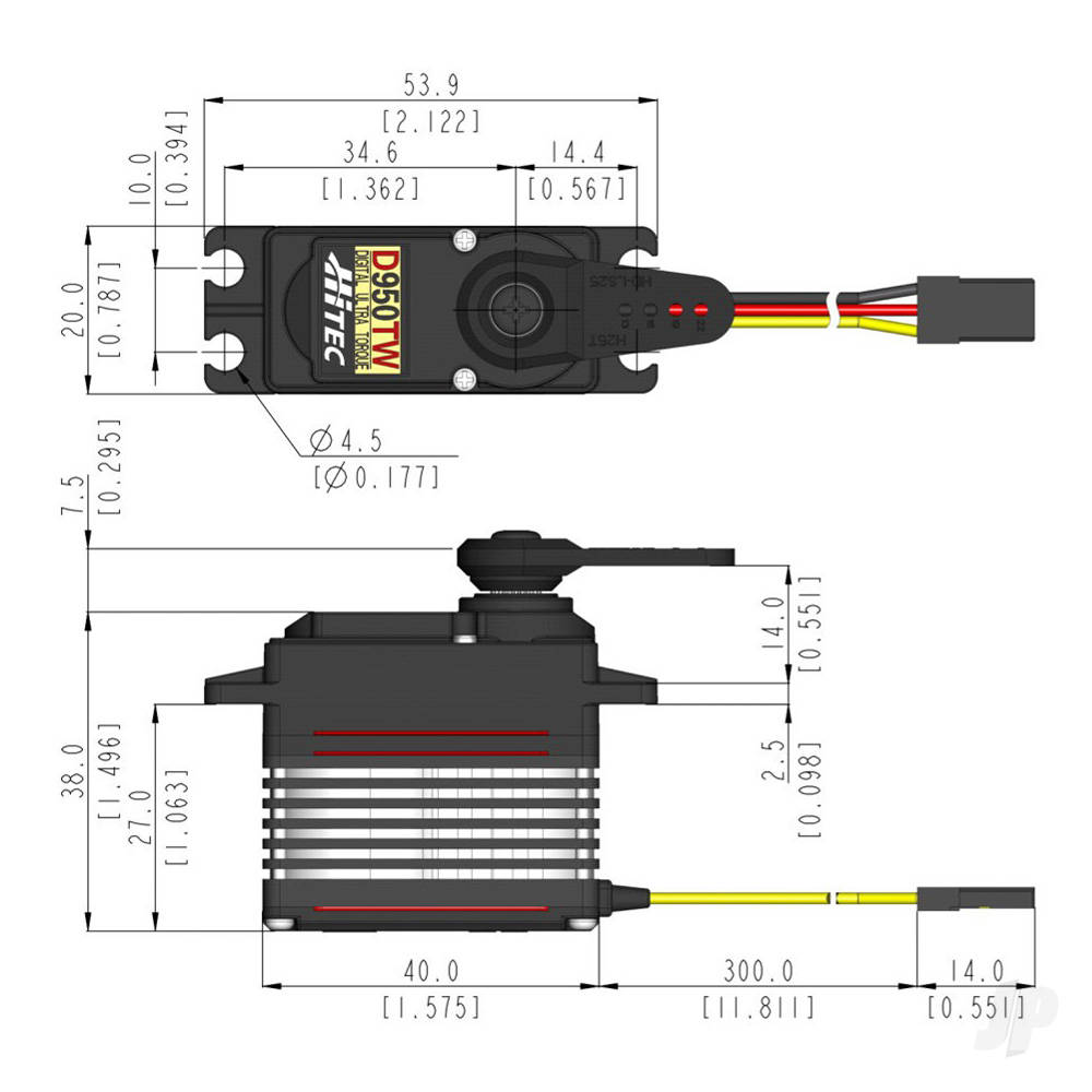 Hitec D950TW Standard Digital Coreless Servo 68g 35kg/0.14s 4.8V - 7.4V-5