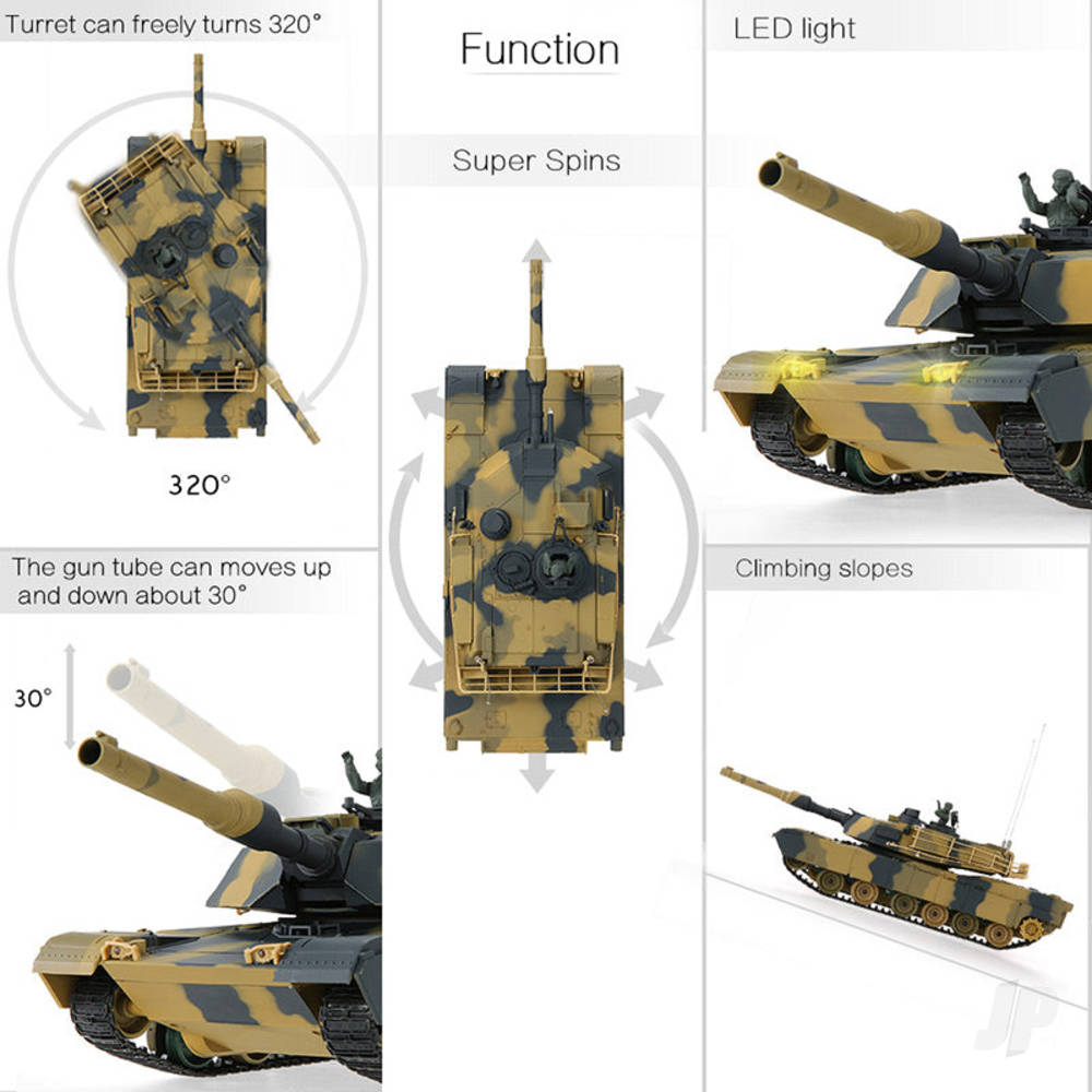 1:24 M1A2 with Infrared Battle System (2.4Ghz + Shooter + Sound)-7