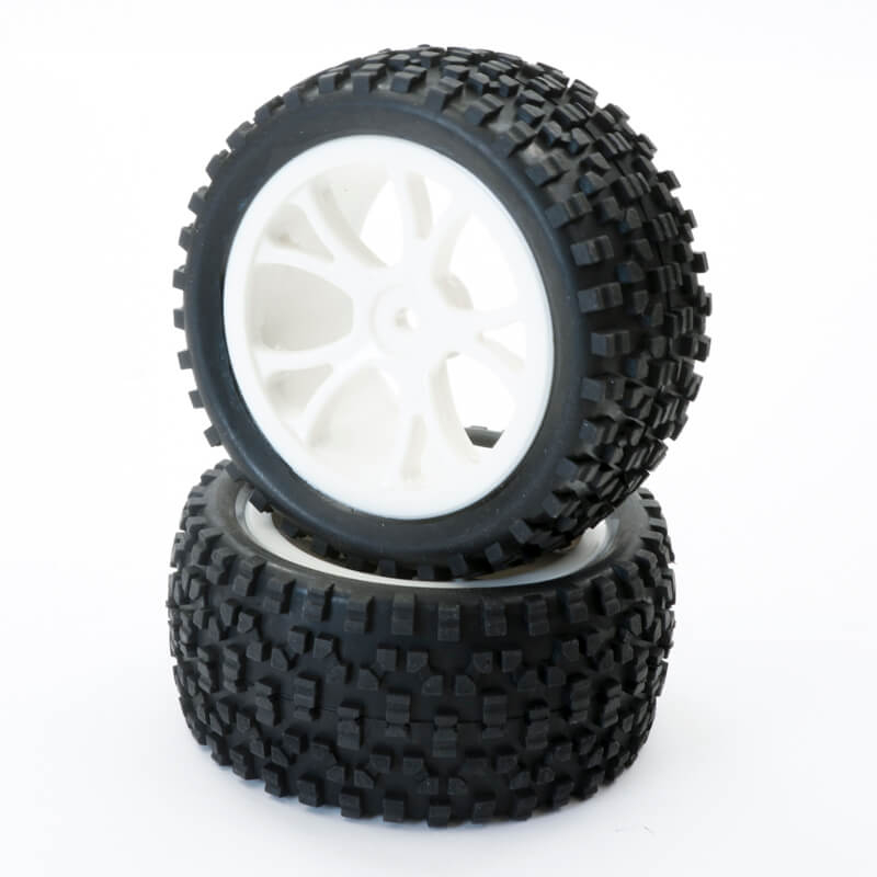 Fastrax 1/10th Mounted Cuboid Buggy Rear Tyres White 10-sp