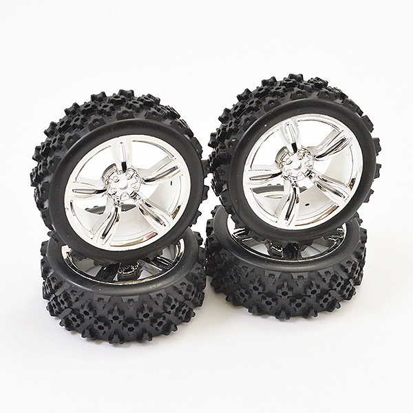 Fastrax 1/10th Touring Wheel/ Rally Block 5-spoke Chrome (4)