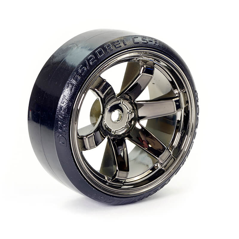 Fastrax 1/10 Street/drift Tyre 6-spoke Wheel (6mm Offset) - Grey Chrome