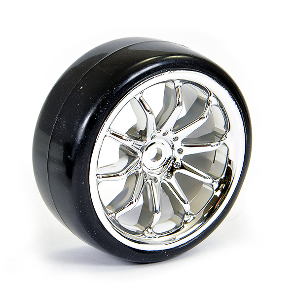 Fastrax 1/10 Street/drift 10sp Scale Chrome Wheel & V2 Tyre