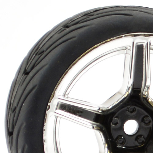 Fastrax 1/10 Street/tread Tyre 5sp Black/chrome Wheel