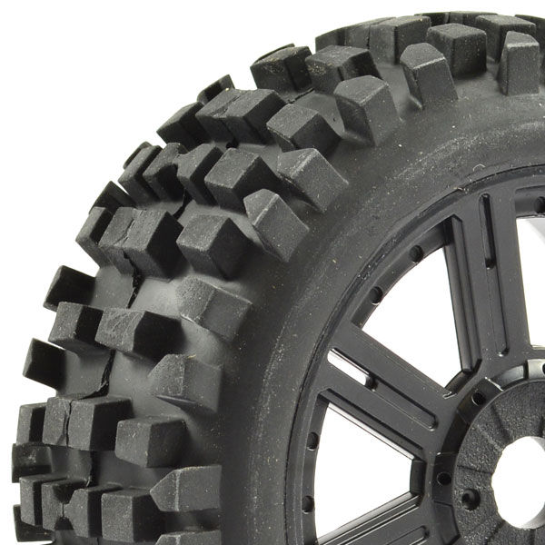 Fastrax 1/8 Rock Block Mounted On 8-spoke Black (pr)