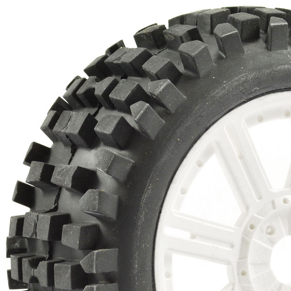 Fastrax 1/8 Rock Block Mounted On 8-spoke White (pr)