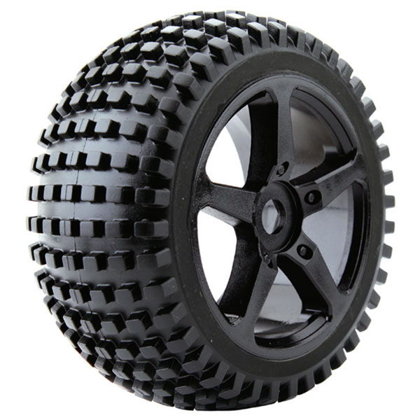 Fastrax 1/8 Truggy Rock Mtd On 5-spoke Black 0 Offset(pr)