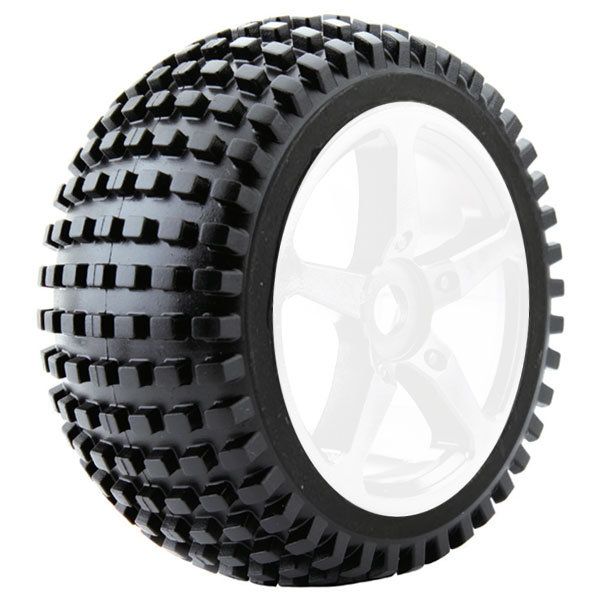Fastrax 1/8 Truggy Rock Mtd On 5-spoke White 0 Offset(pr)