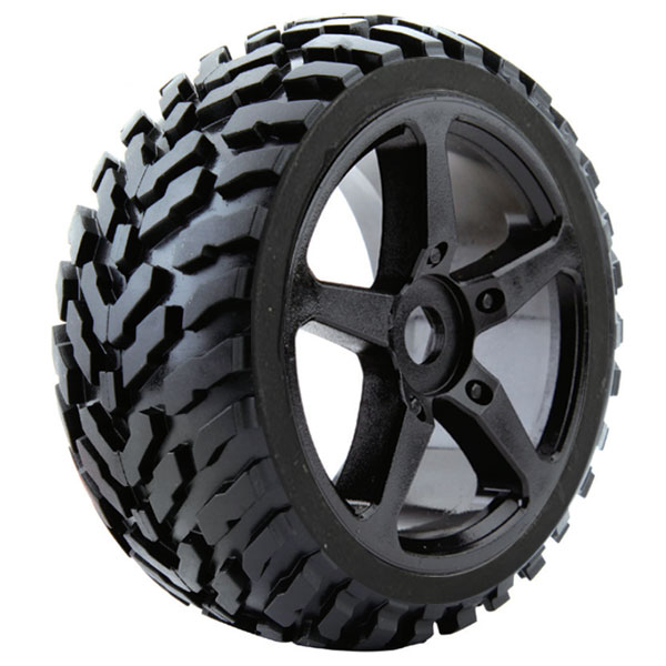 Fastrax 1/8 Truggy Arrow Mtd On 5-spoke Black 0 Offset(pr)