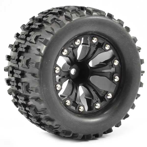 Fastrax 1:10 Mt Jigsaw Mounted 6-spoke Black 1/2 Offset (pr)