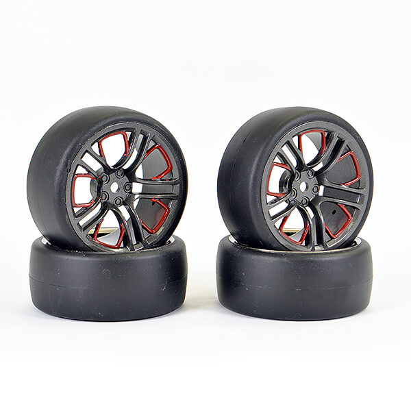 Fastrax 1/10 (4) Drift D1 Tyre W/3mm 10-spoke Wheel- Graphite