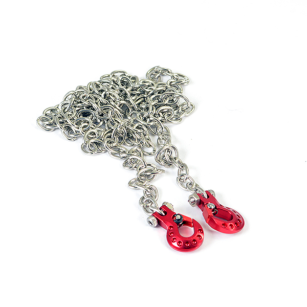 Fastrax Deluxe Aluminium Red Winch Hooks & Chain Set