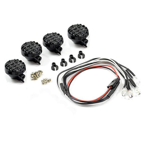 Fastrax Light Set W/led,lenses Wire Connector 4pc - Round