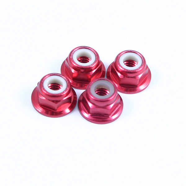 Fastrax M4 Red Flanged Locknuts 4pcs